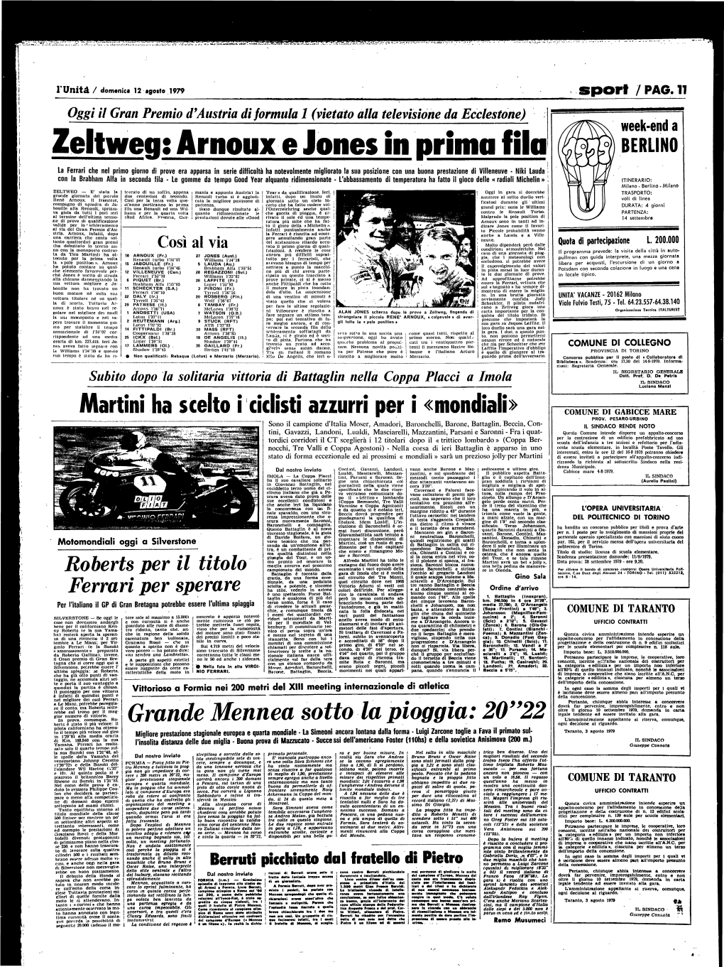 Grande Mennea Sotto La Pioggia: 20"22L'amministrazion E Appaltante Si Riserva, Comunque, Berts È Stato Il Più Veloce: Il Ogni Decisione Al Riguardo