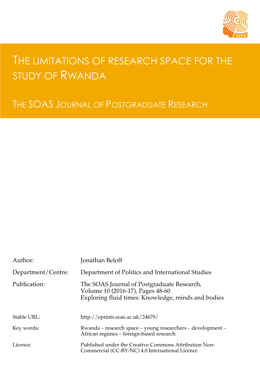 The Limitations of Research Space for the Study of Rwanda