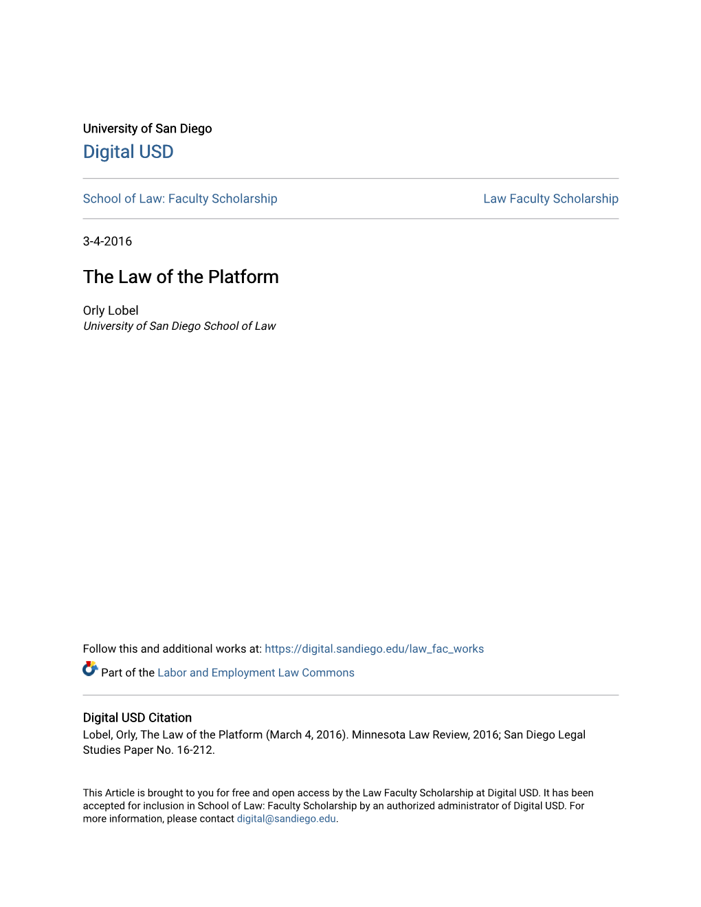 The Law of the Platform