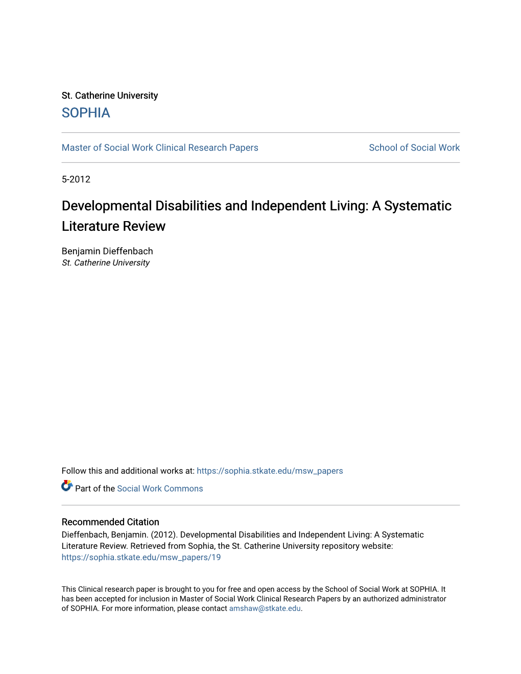 Developmental Disabilities and Independent Living: a Systematic Literature Review