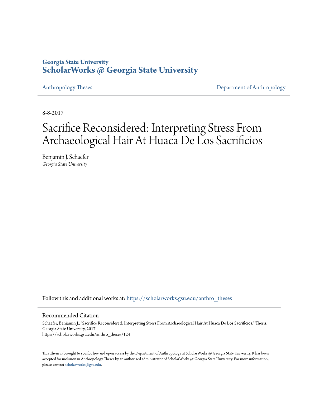 Sacrifice Reconsidered: Interpreting Stress from Archaeological Hair at Huaca De Los Sacrificios Benjamin J