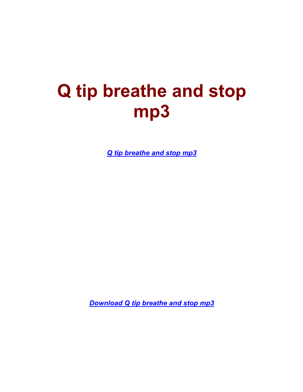 Q Tip Breathe and Stop Mp3