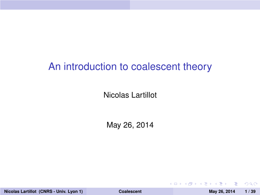 An Introduction to Coalescent Theory