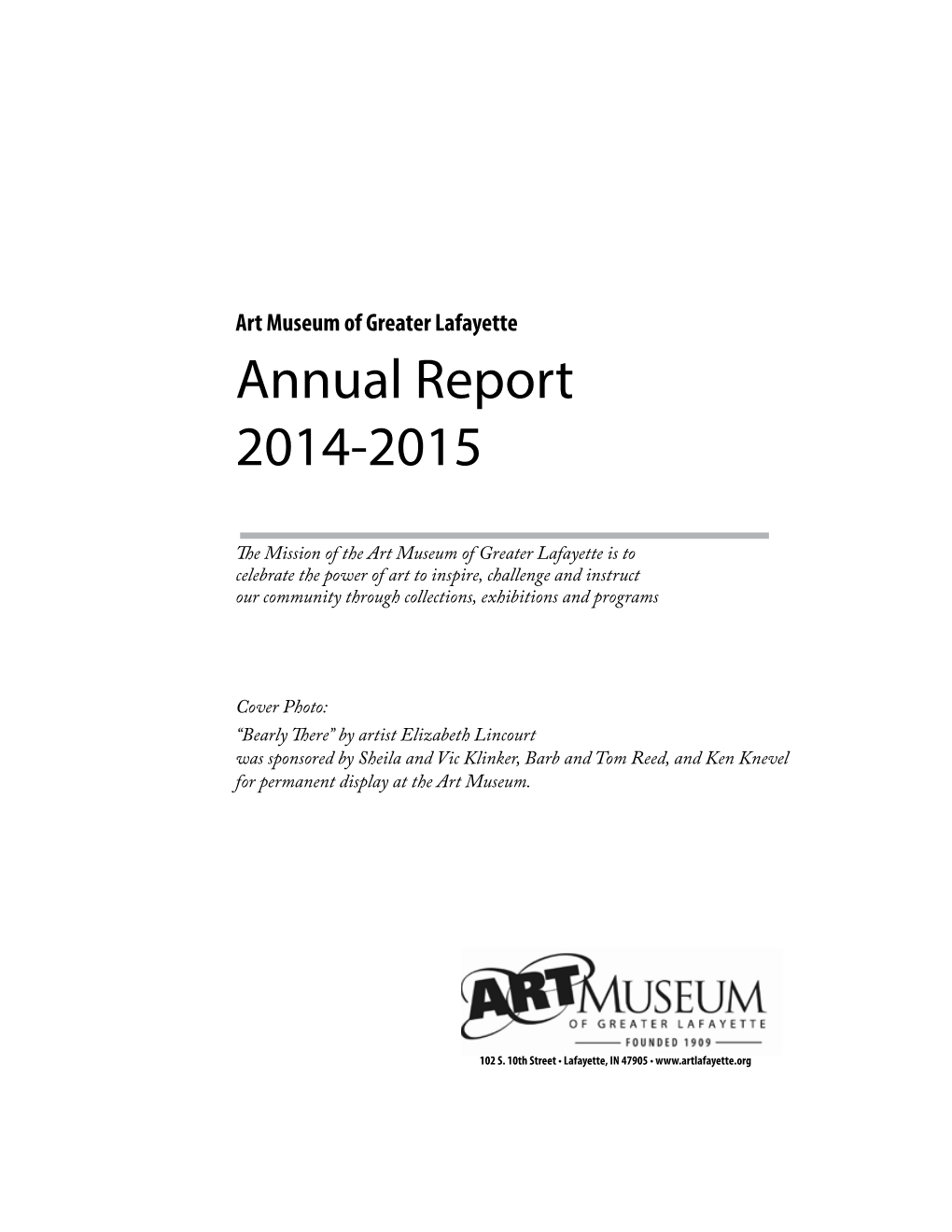 Art Museum of Greater Lafayette Annual Report 2014-2015