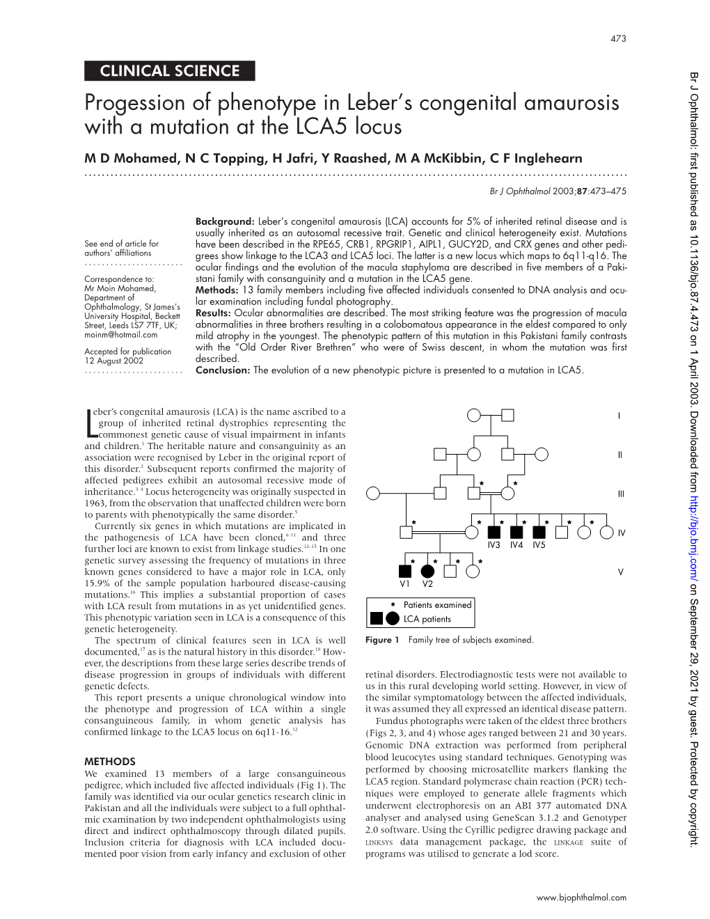 Progession of Phenotype in Leber's Congenital Amaurosis with A