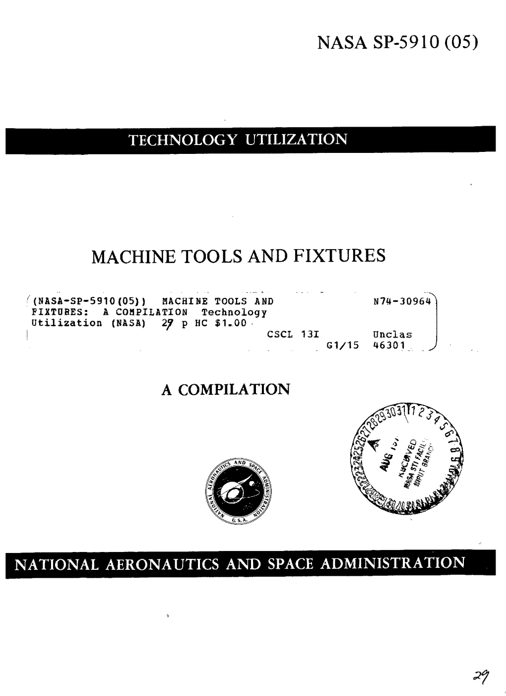 Nasa Sp-5910 (05) Machine Tools and Fixtures