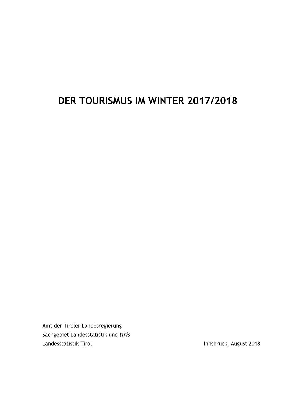 Der Tourismus Im Winter 2017/2018