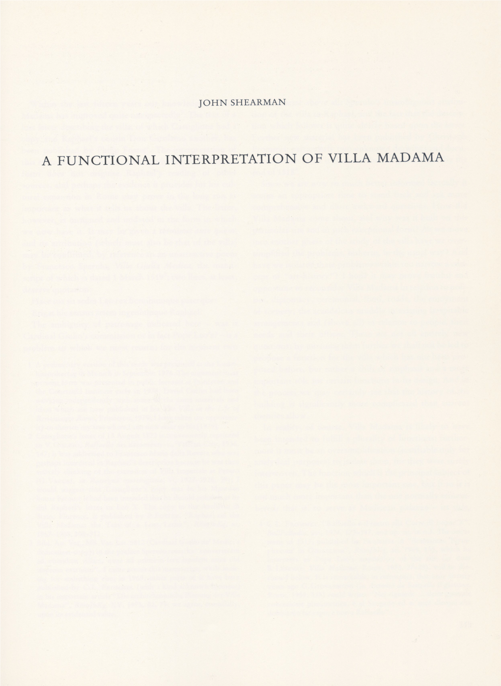 Functional Interpretation of Villa Madama