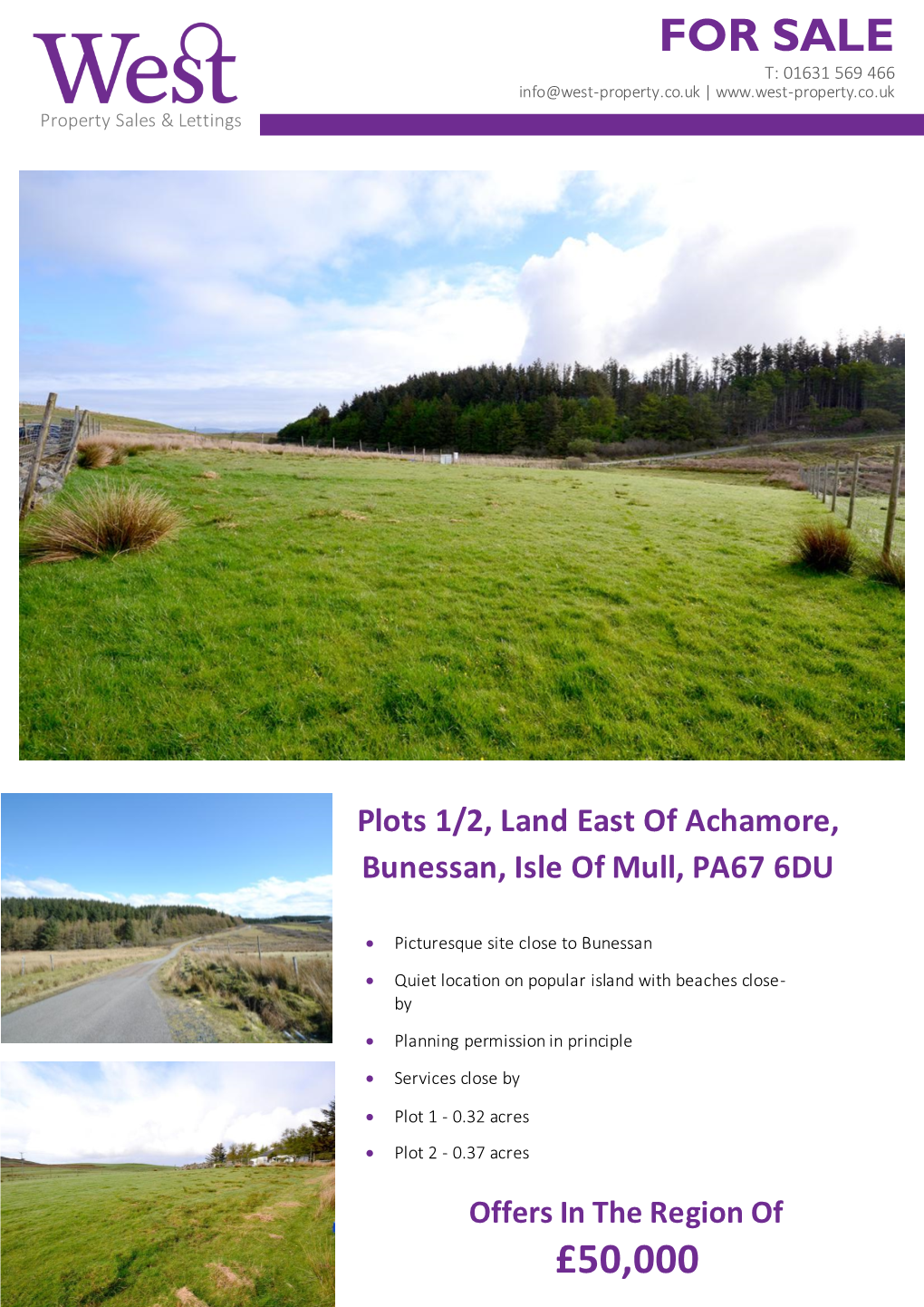 FOR SALE T: 01631 569 466 Info@West-Property.Co.Uk | Property Sales & Lettings