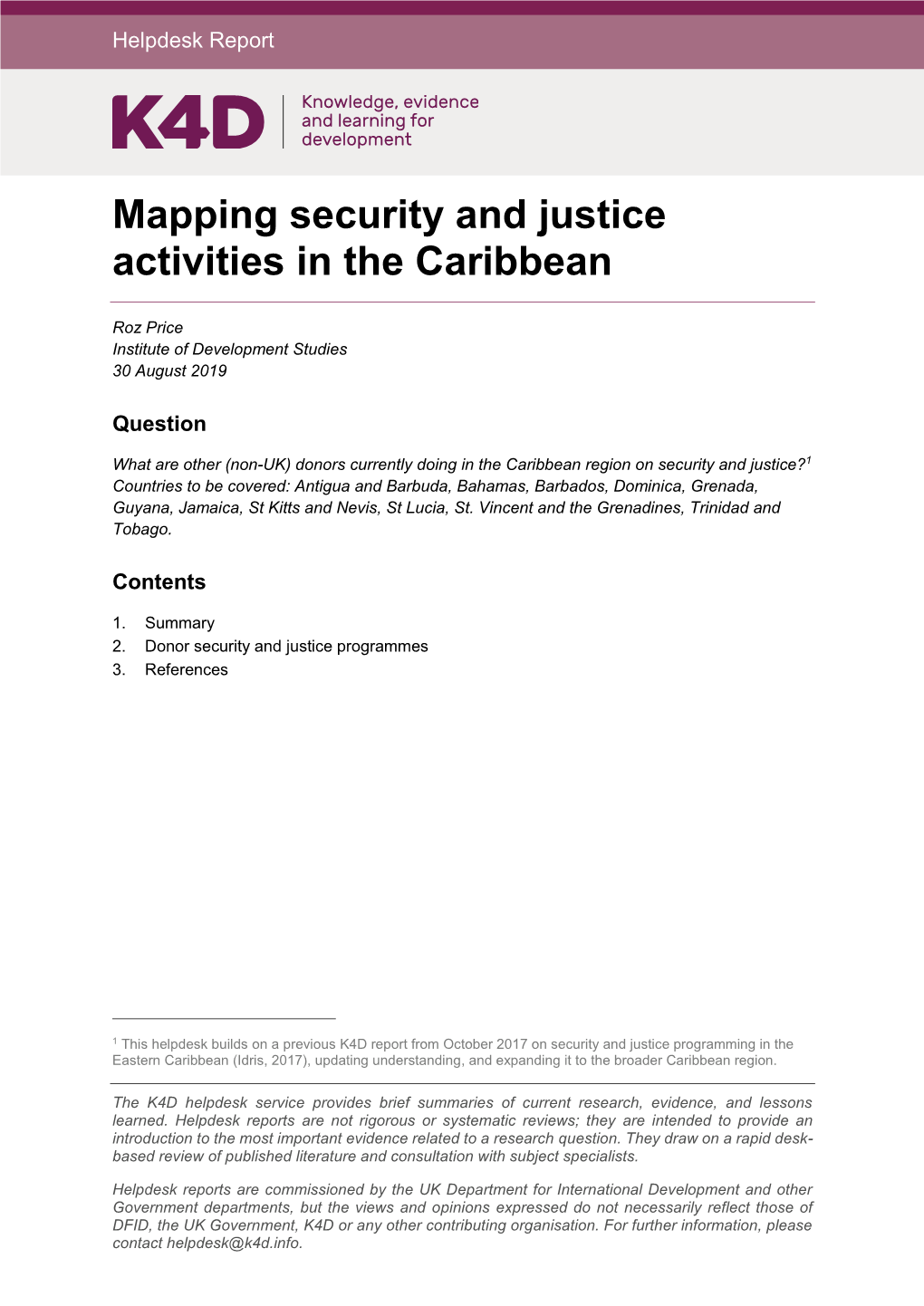 Mapping Security and Justice Activities in the Caribbean