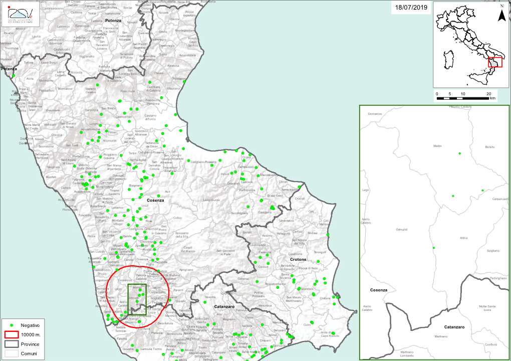 Sources: Esri, USGS, NOAA Negativo 10000 M. Province Comuni