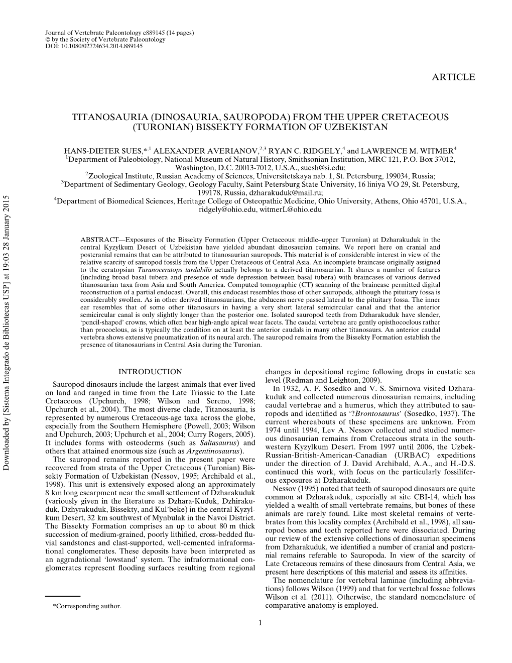 Article Titanosauria (Dinosauria, Sauropoda