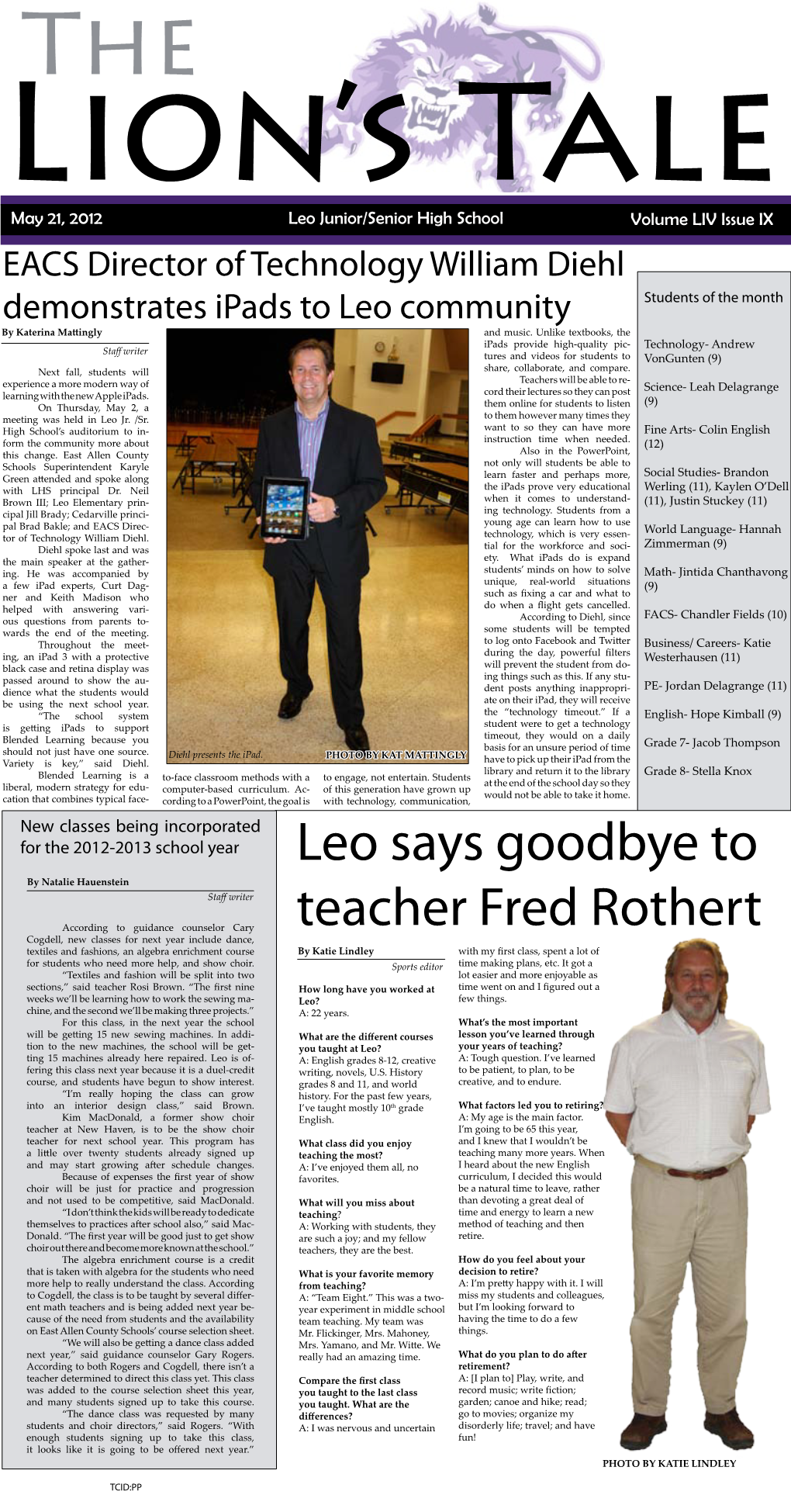 Leo Says Goodbye to Teacher Fred Rothert