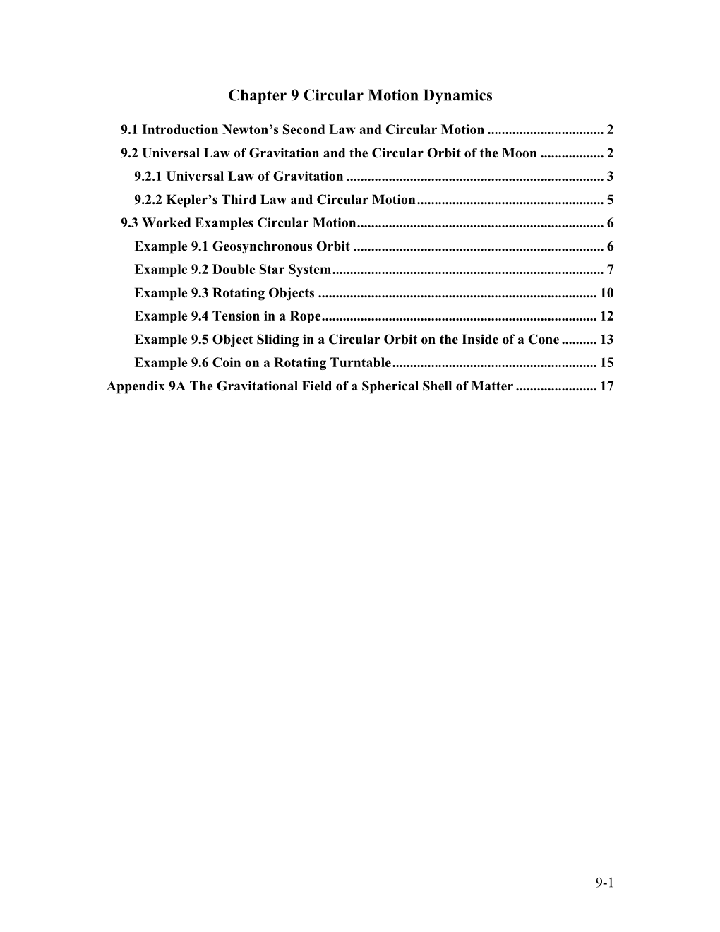 Chapter 9 Circular Motion Dynamics