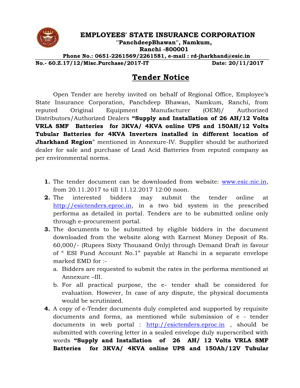 Tender Notice