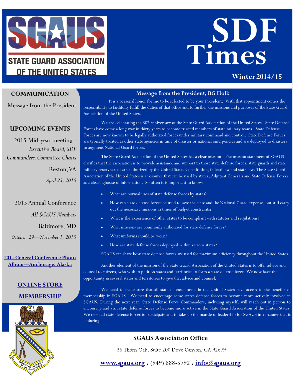 SDF Times Newsletter – Winter 2014
