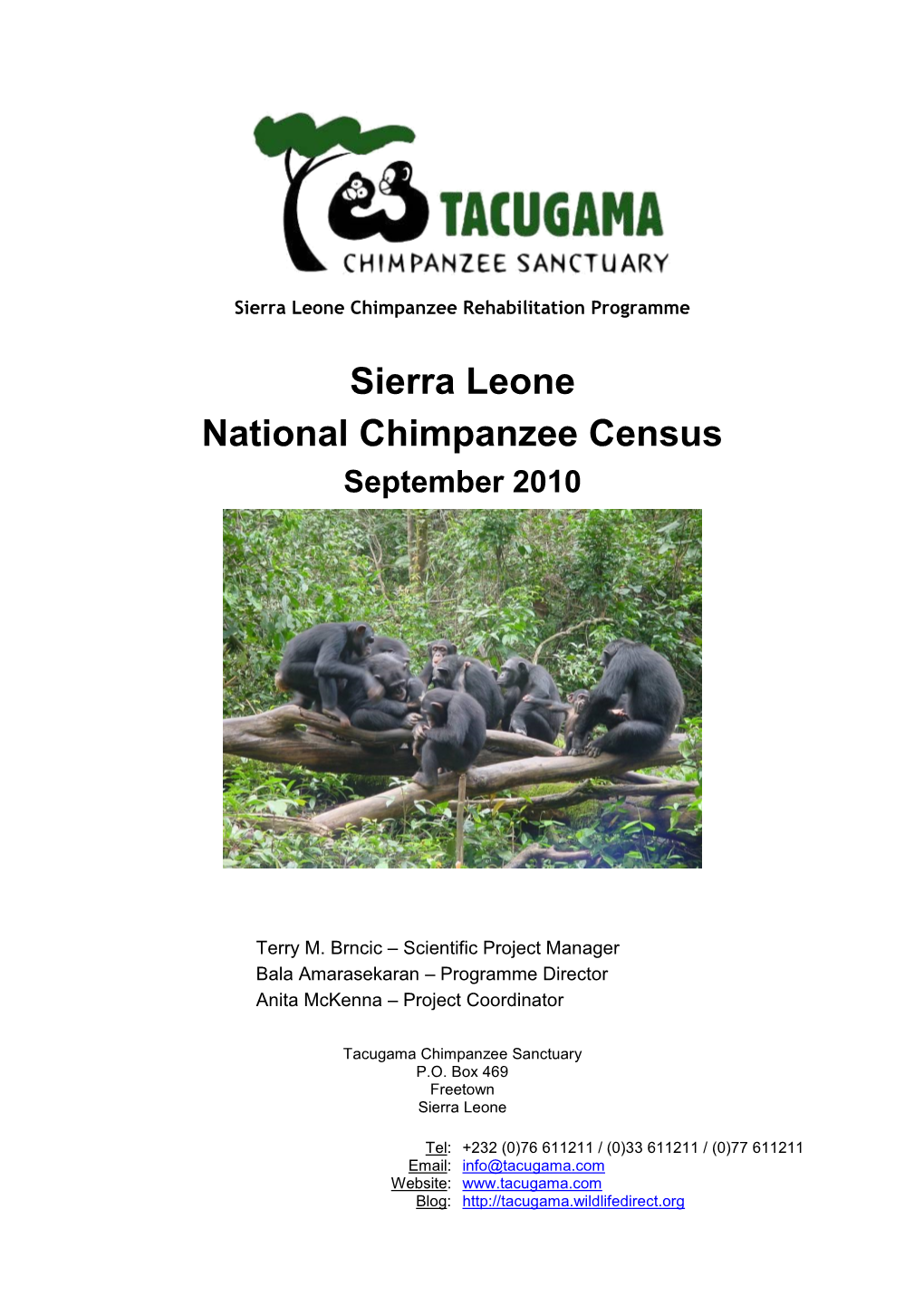 Sierra Leone National Chimpanzee Census September 2010