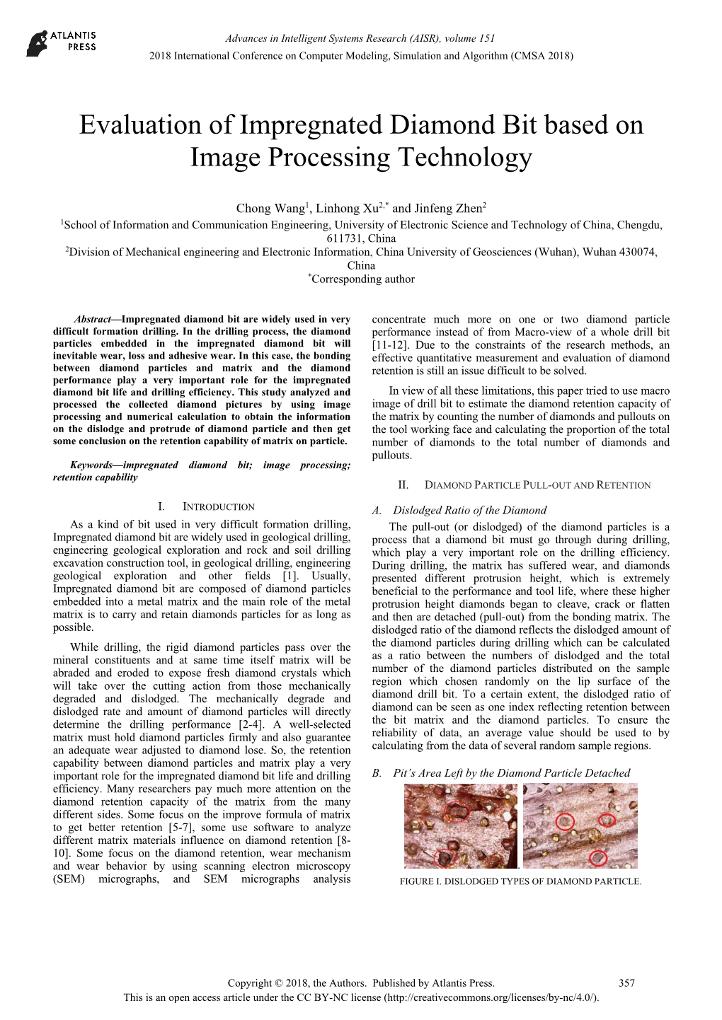 Evaluation of Impregnated Diamond Bit Based on Image Processing Technology