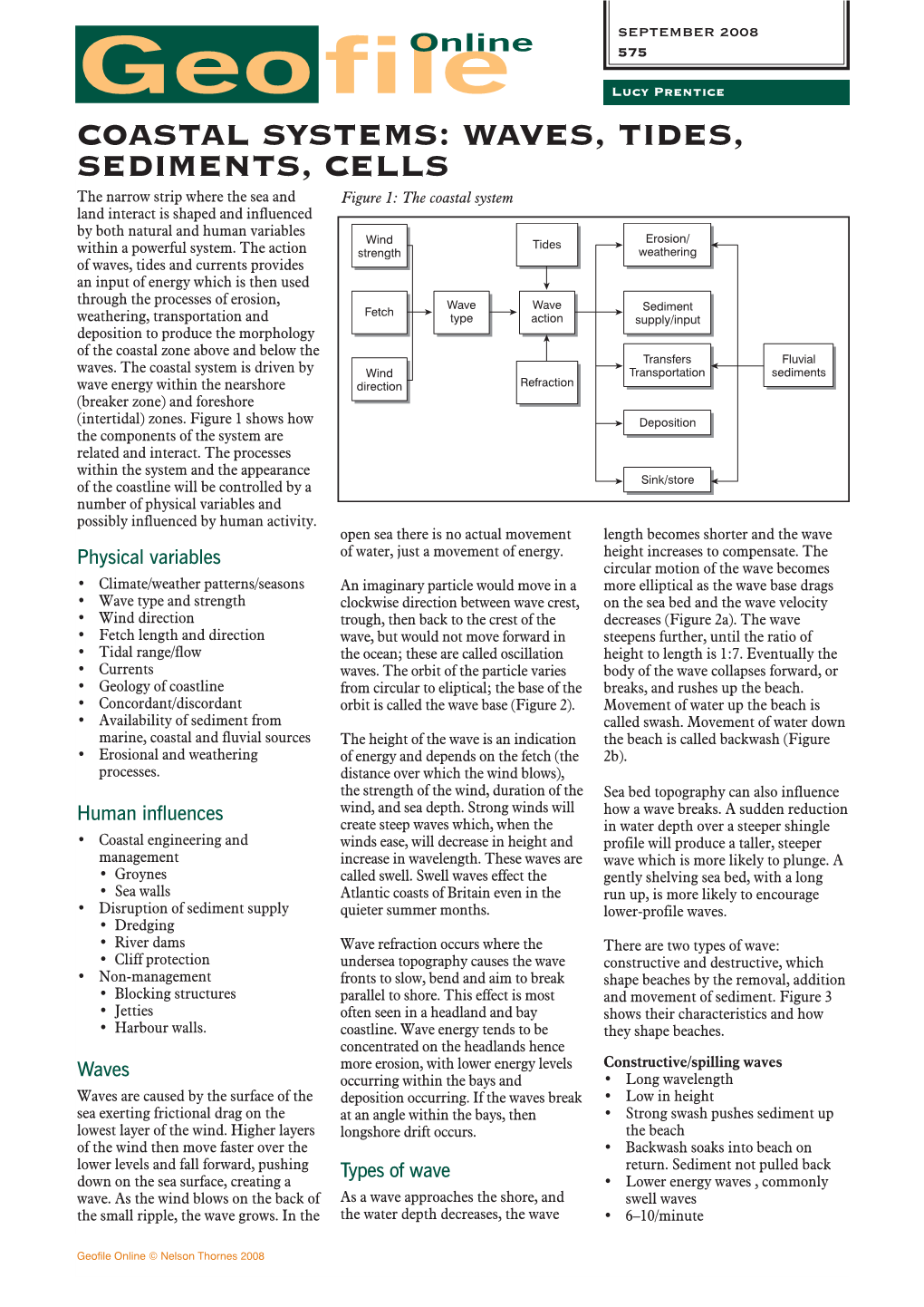 Coastal Systems: Waves, Tides, Sediments, Cells