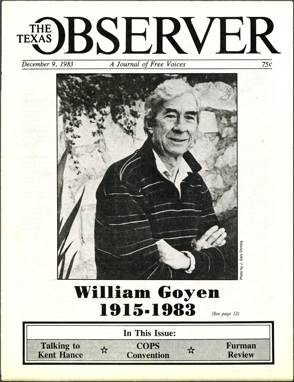 William Goyen 1915.1983 a Journaloffreevoices in Thisissue