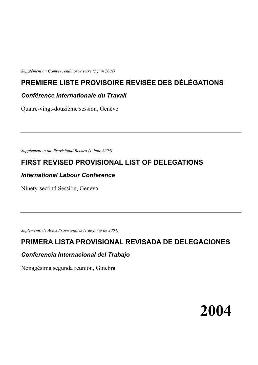 Premiere Liste Provisoire Revisée Des Délégations