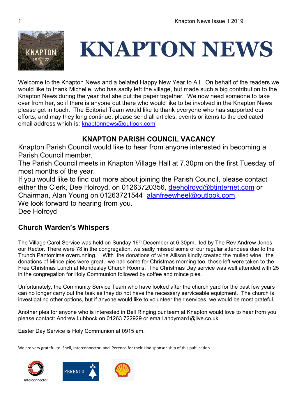 Knapton News Issue 1 2019