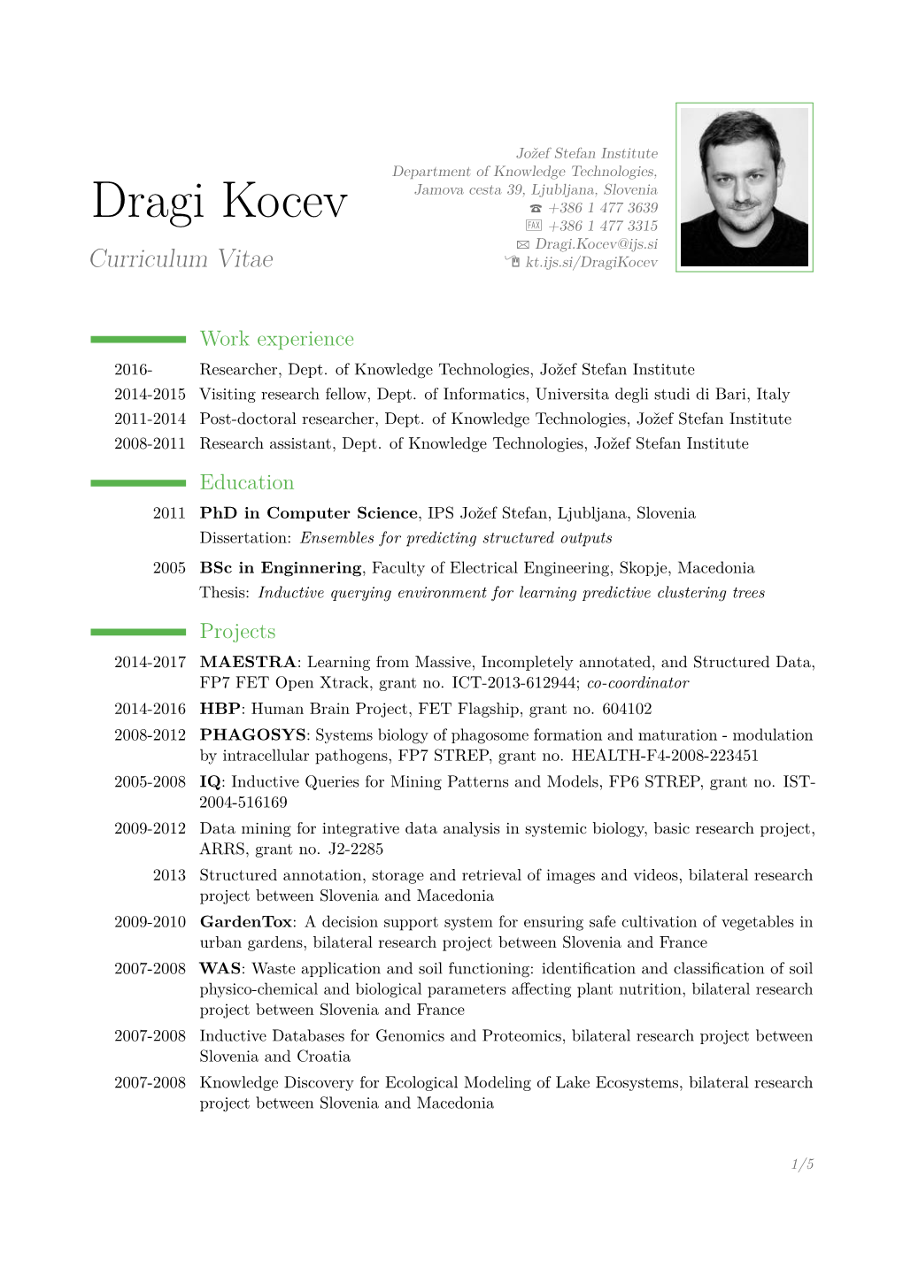 Dragi Kocev – Curriculum Vitae