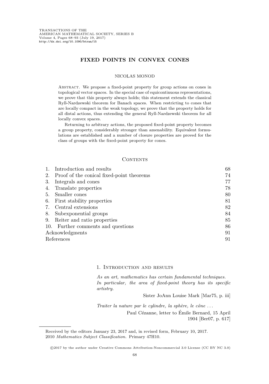 Fixed Points in Convex Cones