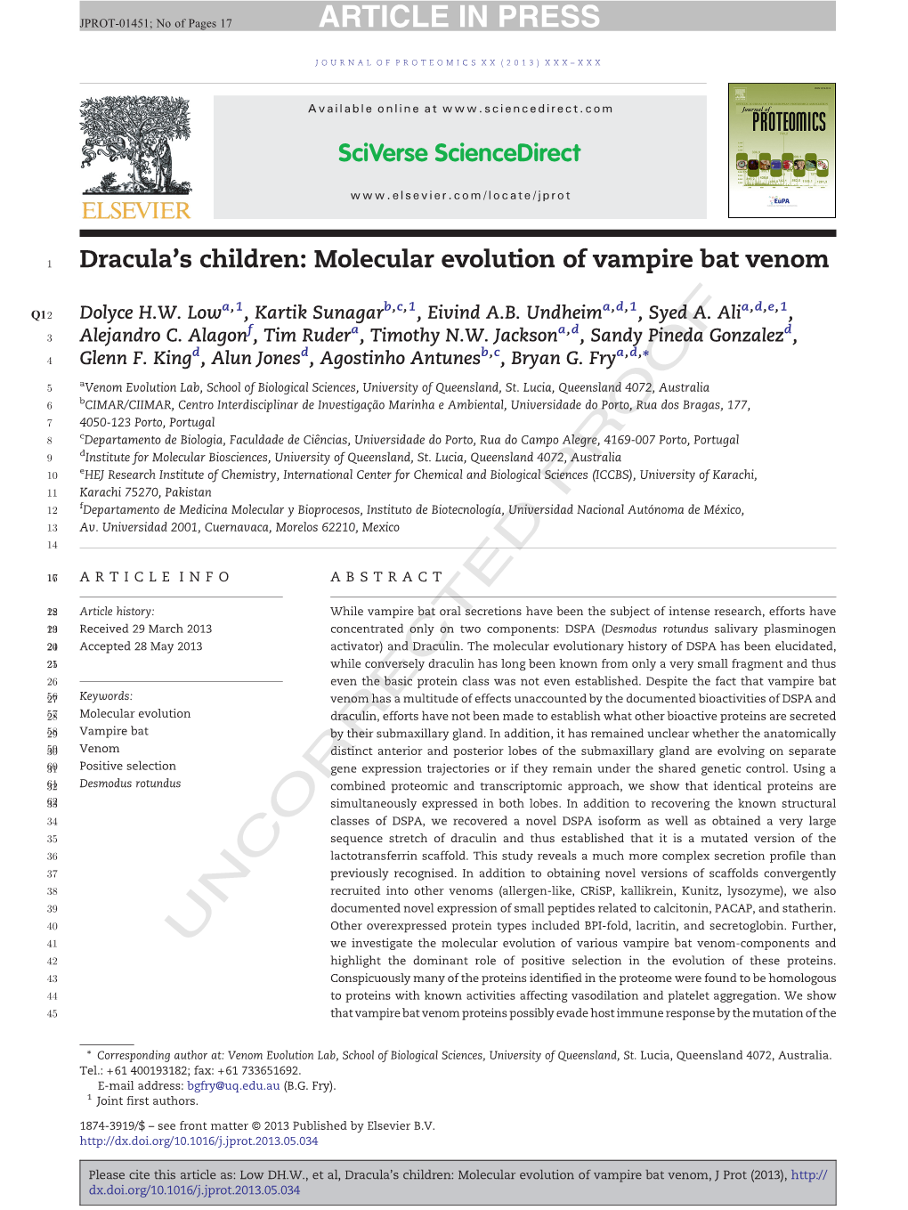 Dracula's Children: Molecular Evolution of Vampire Bat Venom