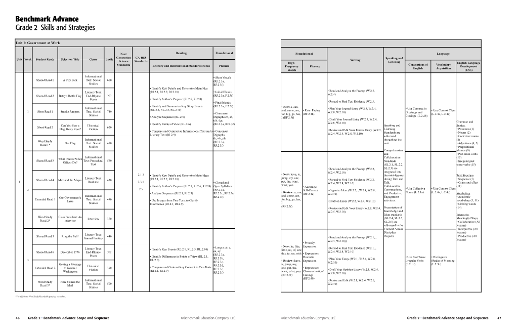 Benchmark Advance Grade 2 Skills and Strategies