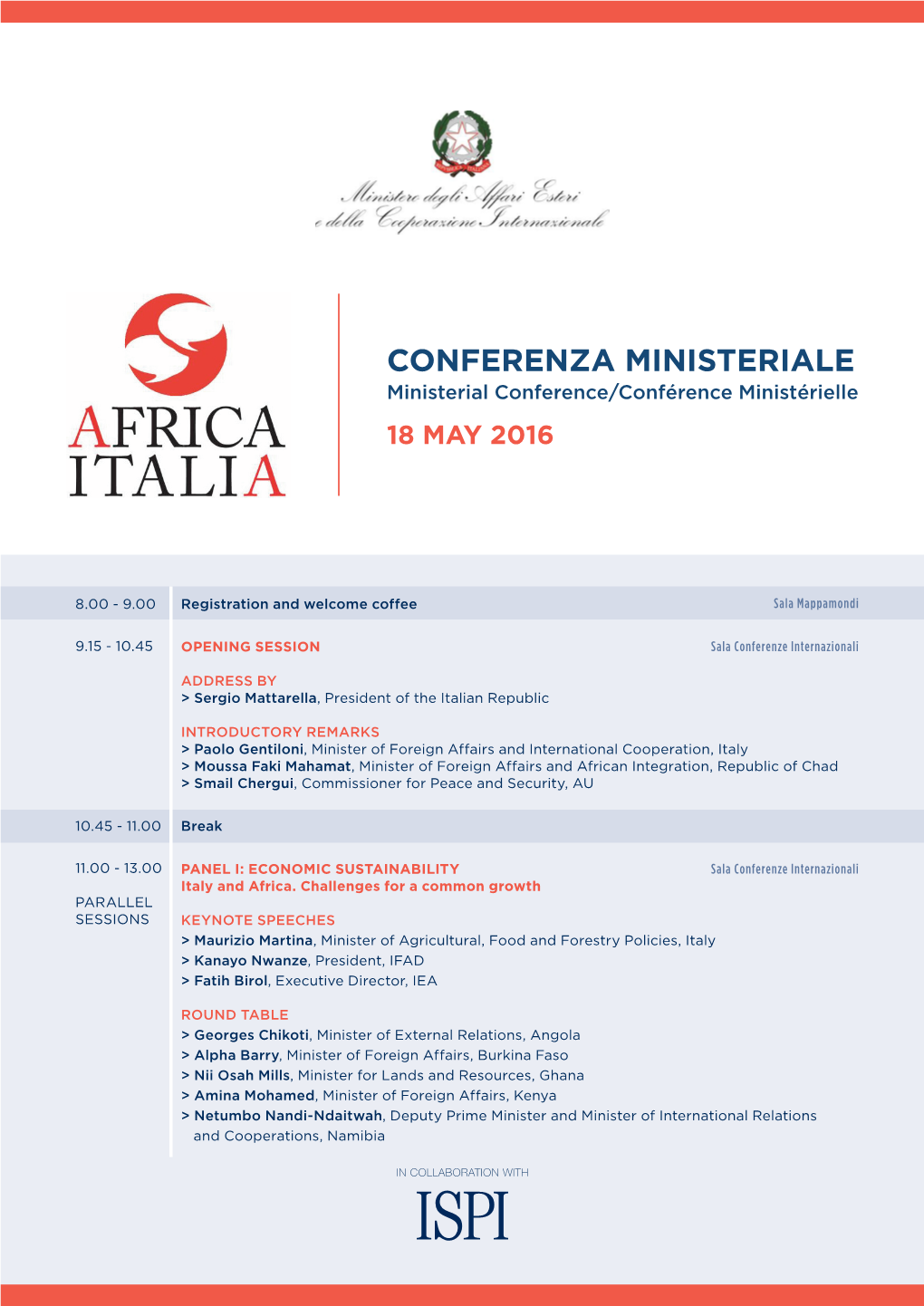 Programme Italy-Africa Conferene