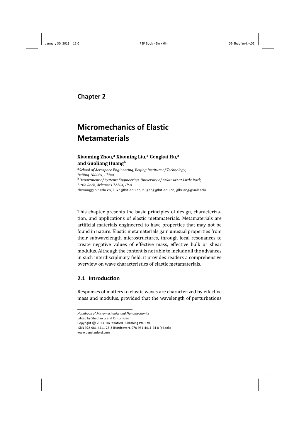 Micromechanics of Elastic Metamaterials