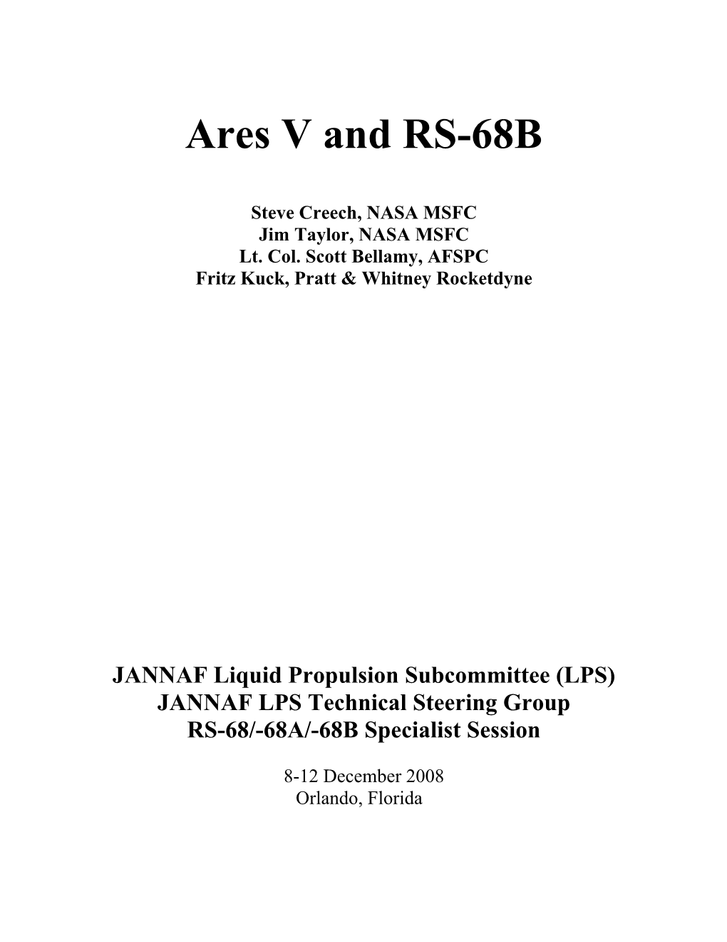 Ares V and RS-68B