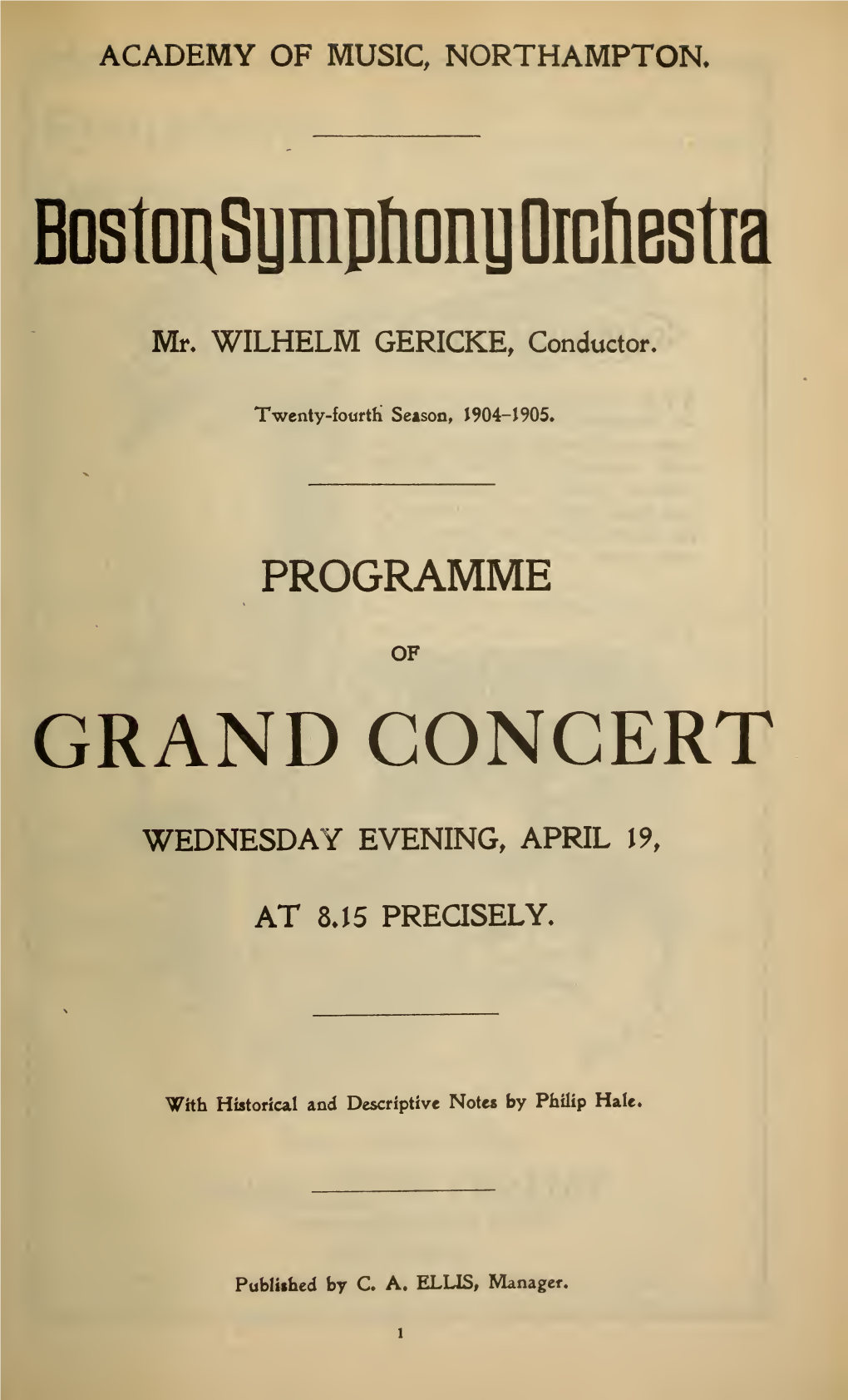 Boston Symphony Orchestra Concert Programs, Season 24,1904