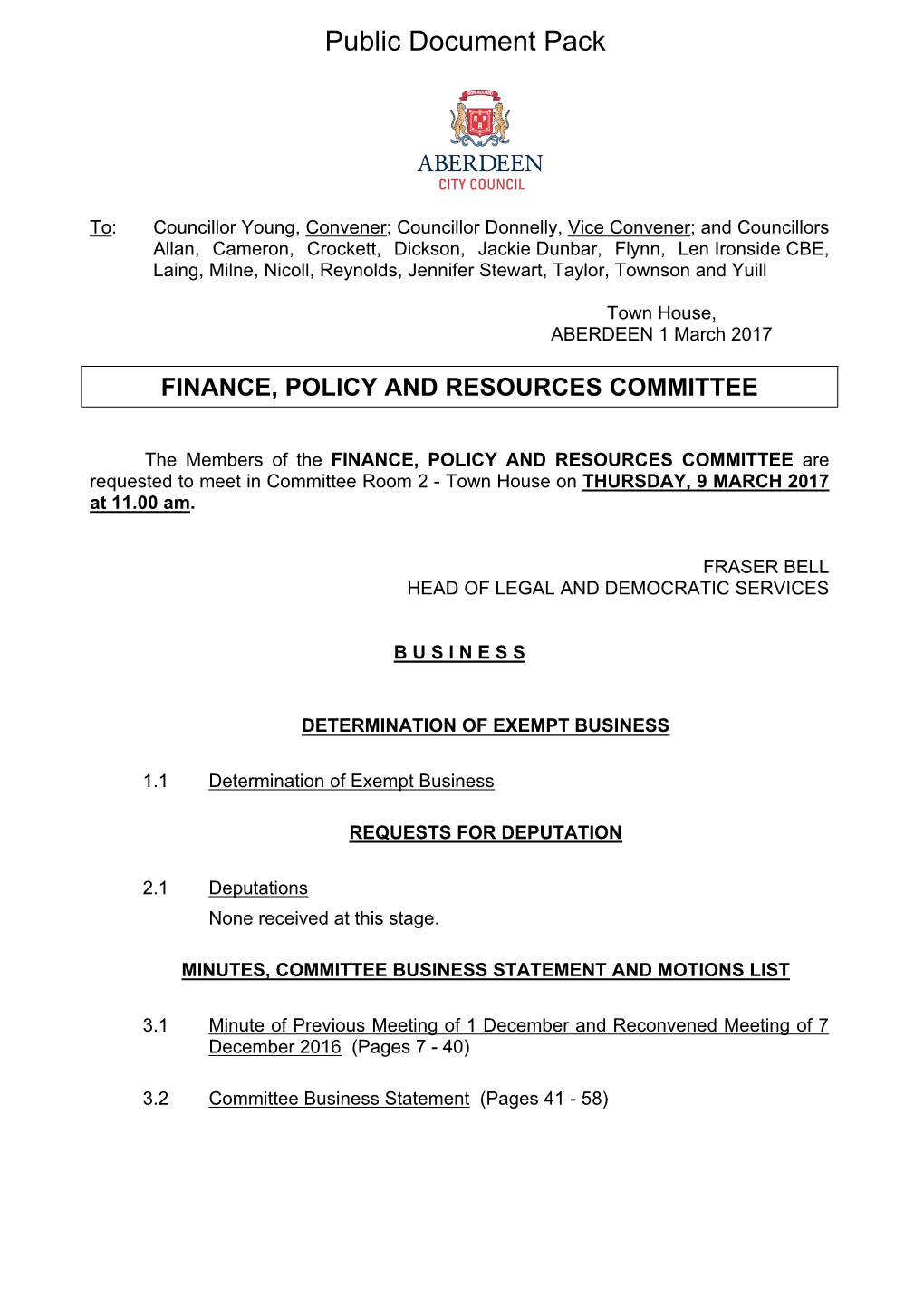 (Public Pack)Agenda Document for Finance, Policy and Resources