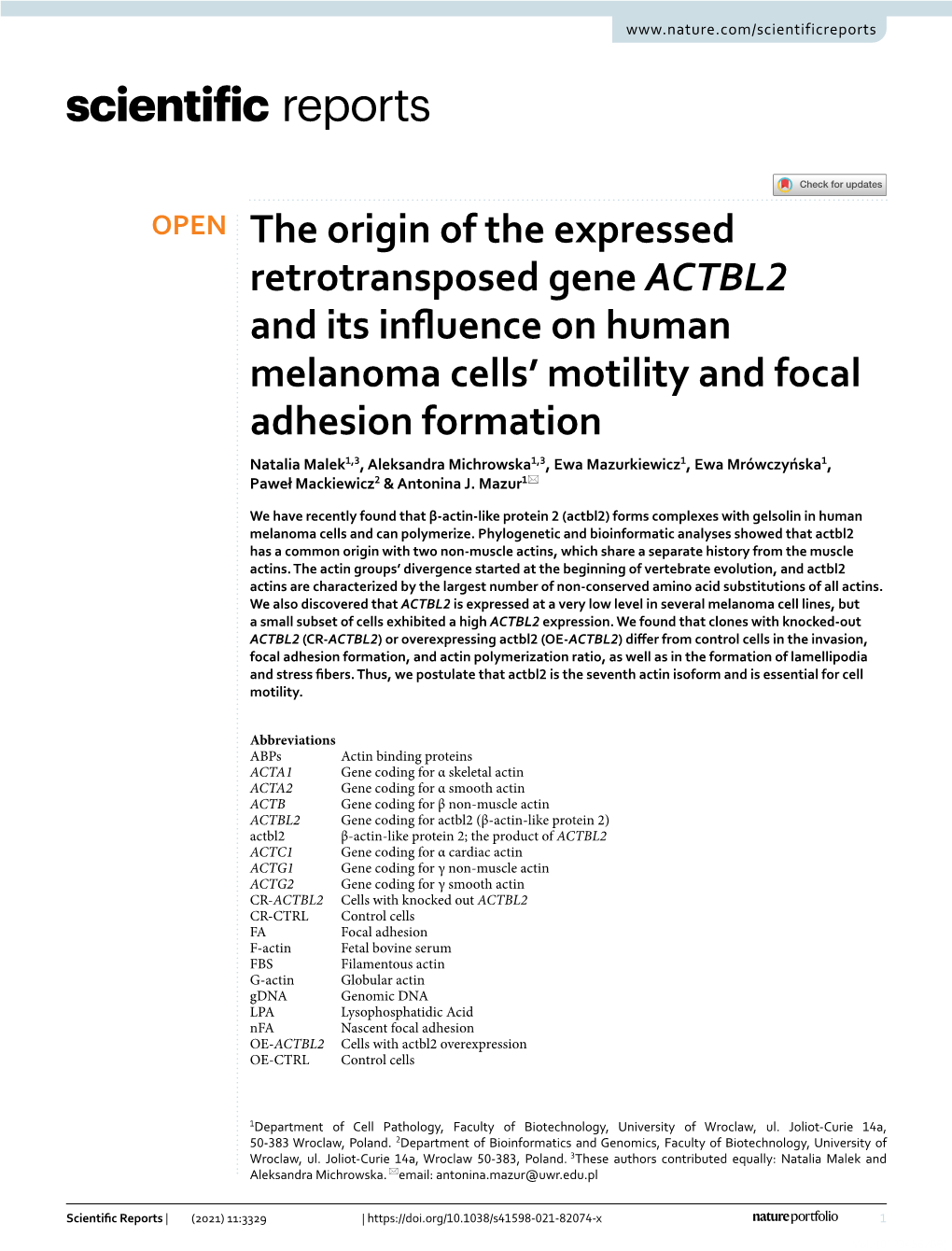 The Origin of the Expressed Retrotransposed Gene ACTBL2 And