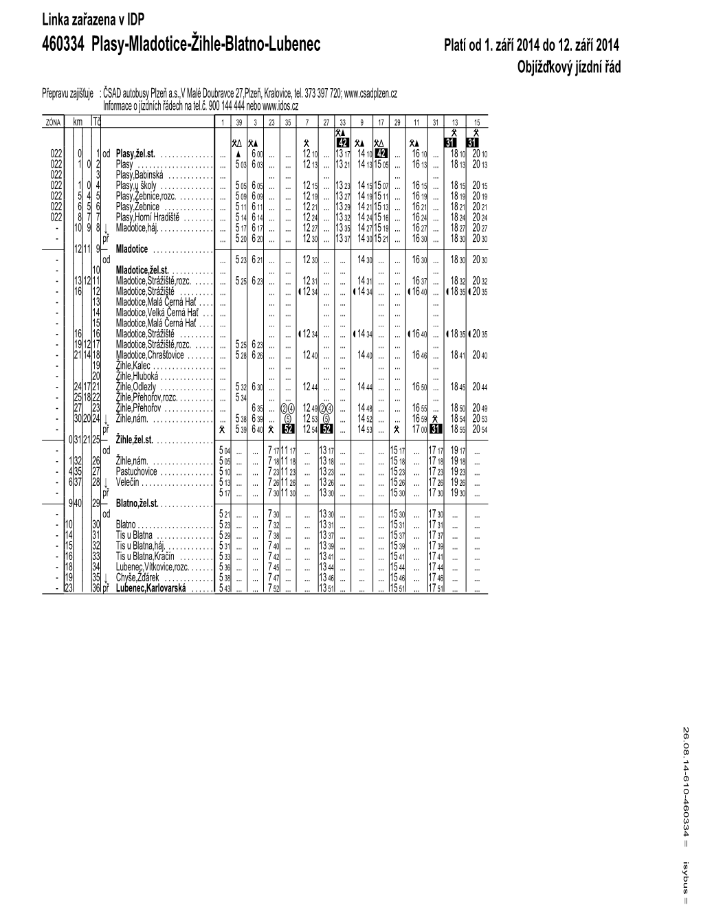 460334 Plasy-Mladotice-Žihle-Blatno-Lubenec Platí Od 1