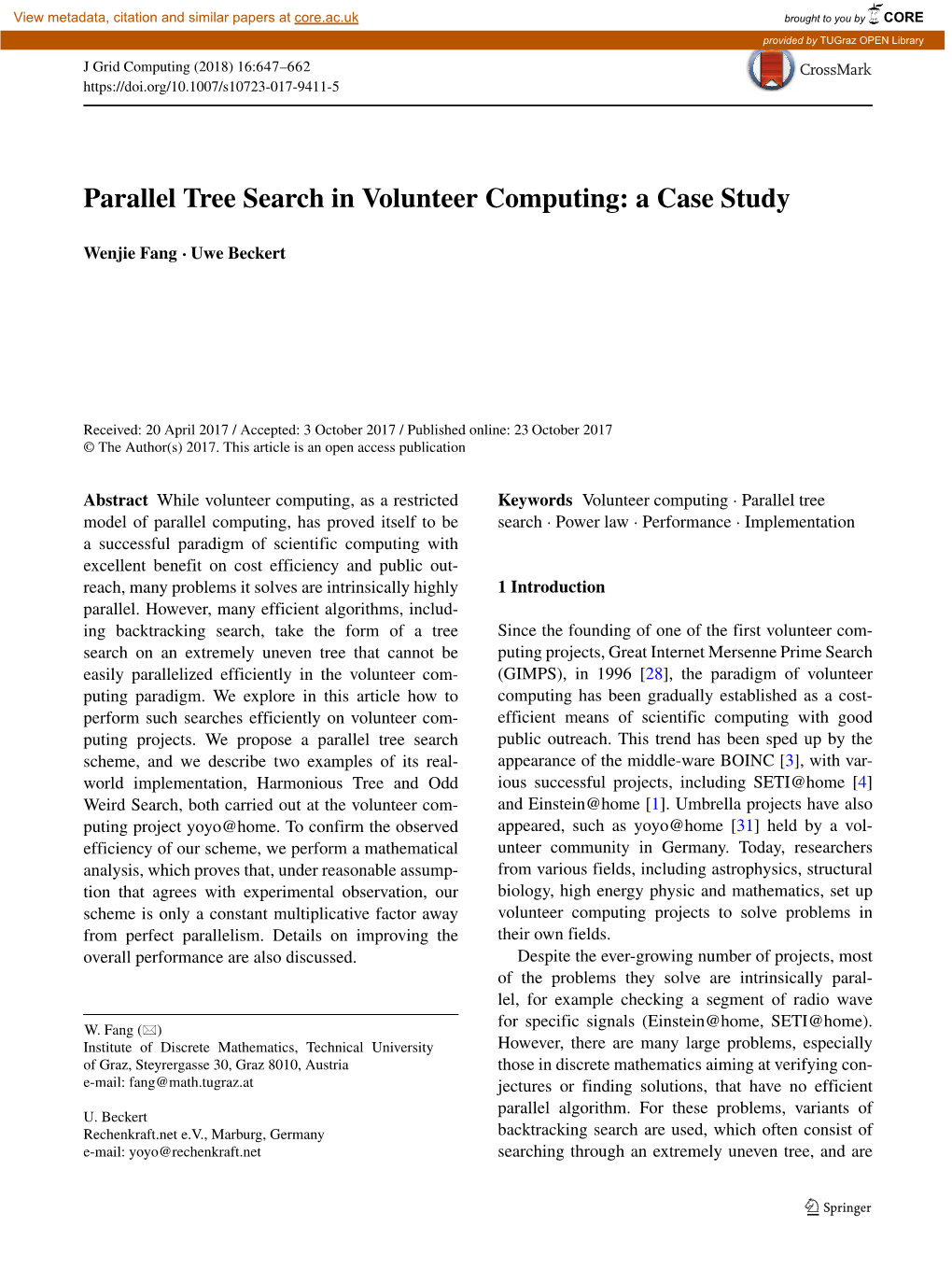 Parallel Tree Search in Volunteer Computing: a Case Study
