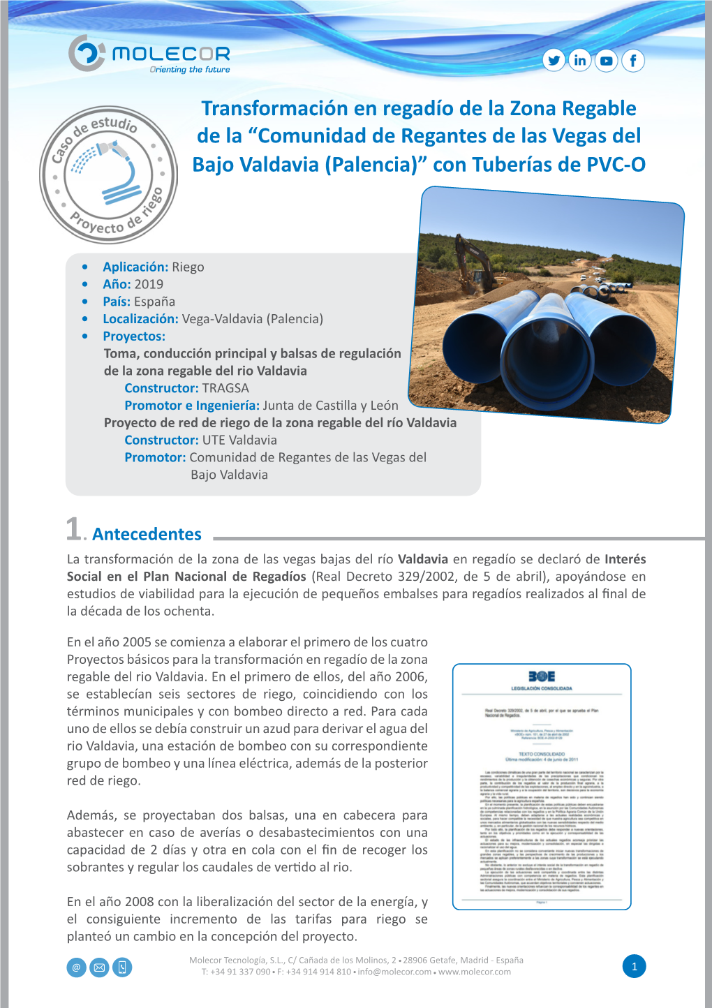 Comunidad De Regantes De Las Vegas Del Bajo Valdavia (Palencia)” Con Tuberías De PVC-O