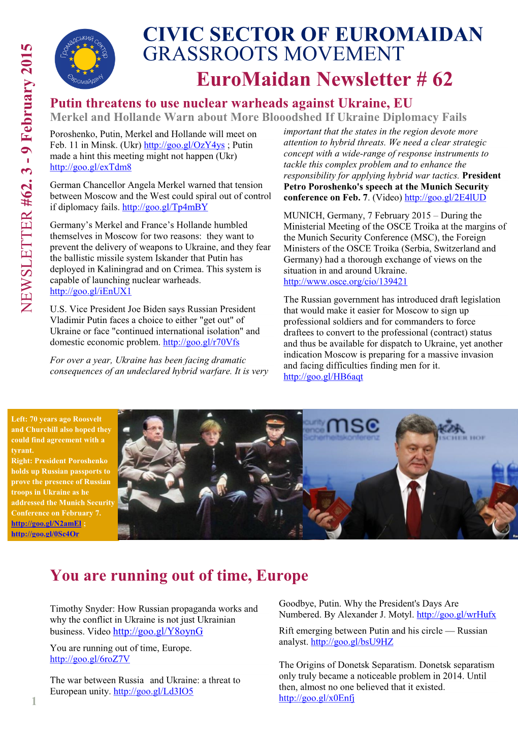 Euromaidan Newsletter # 62 CIVIC SECTOR of EUROMAIDAN