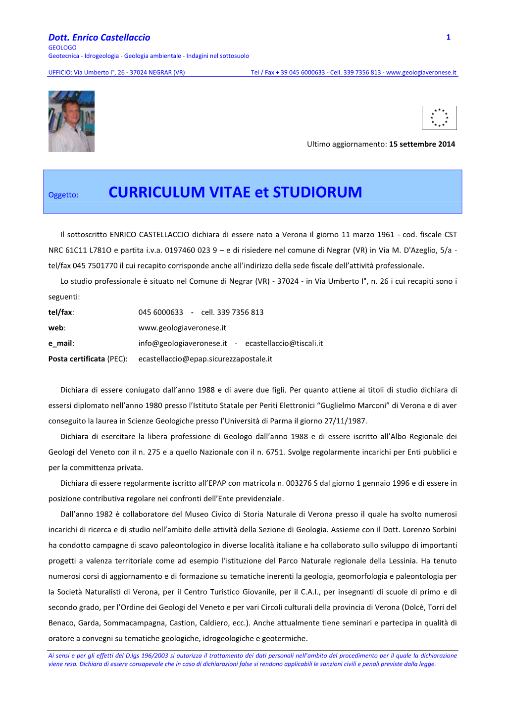 CURRICULUM VITAE Et STUDIORUM