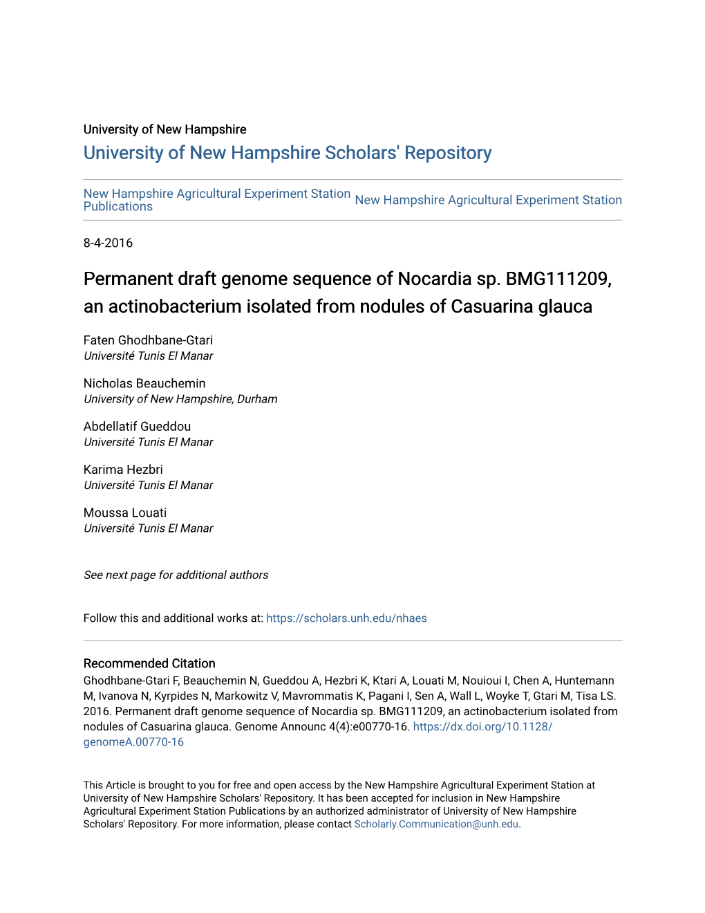 Permanent Draft Genome Sequence of Nocardia Sp. BMG111209, an Actinobacterium Isolated from Nodules of Casuarina Glauca