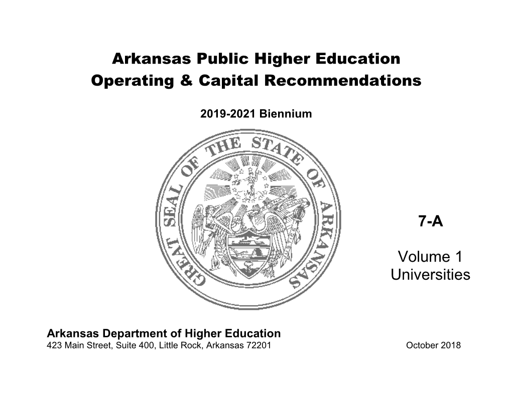 Arkansas Public Higher Education Operating & Capital