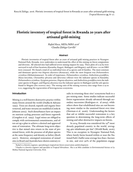 Floristic Inventory of Tropical Forest in Rwanda 20 Years After Artisanal Gold-Mining