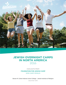 Jewish Overnight Camps in North America 2016