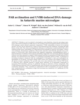 PAR Acclimation and UVBR-Induced DNA Damage in Antarctic Marine Microalgae