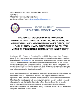 Treasurer Wooden Brings Together Wahlburgers, Crescent Capital