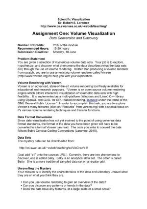 Assignment One: Volume Visualization Data Conversion and Discovery