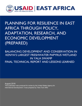 Planning for Resilience in East Africa Through Policy, Adaptation, Research, and Economic Development (Prepared)