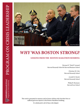 Why Was Boston Strong? Lessons from the Boston Marathon Bombing